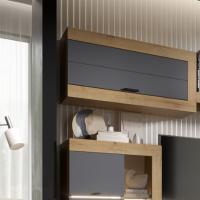 Шкаф навесной "ПРАГА", Дуб Вотан / Графит, ширина 90.5 см, высота 44.2 см, в гостиную, зал и спальню, на стену для книг