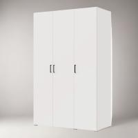 Шкаф 3ств 1500 Бостон, цвет Белый (штанги), ширина 150 см, трехдверный, для хранения вещей в спальню или гардероб, со штангой