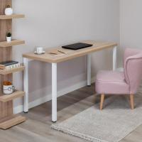 Стол письменный Ингар, 140х75х55 см, дуб беленый ножки белые, ширина 140 см, учебный для школьника или студента