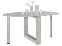 Стол-книжка СП-12 Дуб Юкон, ширина 86 / 155 см, раскладной трансформер с металлическими опорами и полкой, для кухни или обеденной зоны