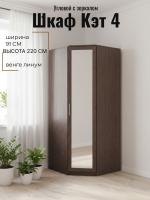 Шкаф угловой с зеркалом Кэт 4 Венге линум, ширина 92 см, для одежды, с полками, в спальню, в гостиную, гардероб, с зеркалом