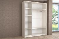 5 Шкаф купе Иннэс 5 1,4 Белый глянец и Бодега белая, зеркал.полоска, ширина 140 см, с полками, со штангой, в спальню, в прихожую