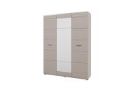Шкаф "Ненси" 3-х створчатый цвет ясень и капучино ширина 150 см ЛДСП со штангой и полками для спальни, гостиной и прихожей с зеркалом