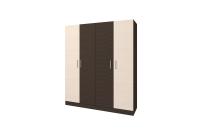 Шкаф распашной 4-х створчатый "Леси" корпус Венге, фасад Венге-Дуб молочный ширина 160 см ЛДСП с полками и штангой для спальни, гостиной, прихожей