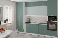 Кухонный гарнитур Асая экстра 2 3000, Цвет Сумерки/Бензин, ширина 300 см, с навесными шкафами, с выдвижными ящиками, с тумбой под мойку