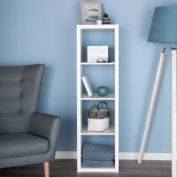 Стеллаж Фора, 4 полки, 147x42х38 см, Белый, ширина 42 см напольный для книг или хранения вещей, открытые полки