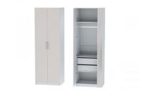 Шкаф 3 с фасадом Иннэс 7 ширина 80 см, Тирамису матовый и Белый ЛДСП, распашной, в гостиную, в спальню