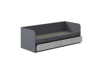 Кровать МС "Соната" цвет Графит, Дуб Крафт Белый, 80 см , подростковая для подростка мальчика и девочки, напольная, с ящиками