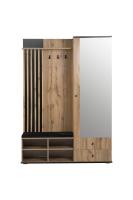Шкаф для прихожей 51.22 Либерти (h 20), Дуб вотан/черный, ширина 144 см, с зеркалом, со штангой и полками