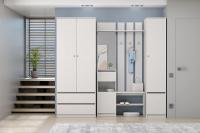 Комплект прихожей МС Кэт 1 набор 5 Графит и Ясень Анкор светлый, ширина 220 см, комплект мебели для прихожей, шкаф, комод