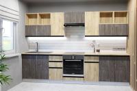 Кухонный гарнитур Виола экстра 3000, цвет Бетон темный/Дуб золотой, ширина 300 см, с ящиками, с дверцами