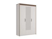 Шкаф для одежды 3 створчатый с зеркалом НИЦЦА цвет Бодега светлый/Ясень Шимо темный ширина 139 см ЛДСП с полками и штангой в спальню, гостиную и прихожую