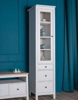 Шкаф с витриной САГА, 50х41х215 см, цвет Белый, ширина 50 см дверца со стеклом, с полками, на ножках