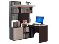 Компьютерный стол КСТ-14.1 Левый, цвет Венге / беленый дуб, ширина 135 см с ящиками, угловой для подростка учебный письменный для ноутбука, с надстройкой