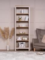 Стеллаж САГА цвет Кашемир / Ясень, 70х42х215 см, ширина 70 см с полками, на ножках, напольный для спальни или прихожей