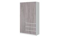 Шкаф распашной МС "Соната", ширина 120 см, Цвет Белый Текстурный, Дуб Крафт Серый, трёхдверный, с полками, со штангой, с ящиками