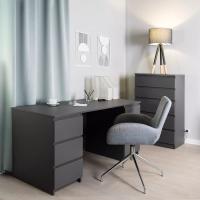 Стол письменный Кастор, 6 выдвижных ящиков, 151х65х75 см, Серый, ширина 151 см, с тумбой для школьника или студента, учебный для ноутбука