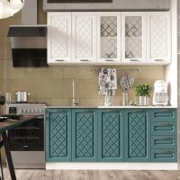 Кухня Агава 2000х600 Акация белая / Моренга, для кухни, для дома, с полками и выдвижными ящиками