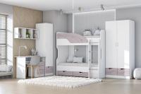 Молодёжная Бриз МДФ набор 6 Ирис и Белый ЛДСП, ширина 330 см, комплект мебели, в детскую, в подростковую, в спальню