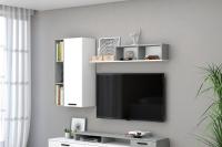 МС "Эльза" Навесные модули, Цвет Бетонный Камень/Белый, ширина 175 см, навесные, с полками