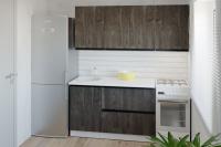 Кухонный гарнитур Ноктюрн макси 1800, цвет Бетон темный, ширина 180 см, прямой, модульный, со столешницей, с полками, с выдвижными ящиками