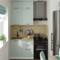 Кухонный гарнитур Лиора мини 1000 мм прямая ширина 100см цвет сумерки/белый/дуб бунратти с выдвижными ящиками, с врезной мойкой