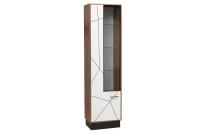 Шкаф-пенал 54.01 Гамма (левый), Таксония / белый ширина 55,4 см, однодверный со стеклом для книг, в гостиную или спальню