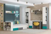 Молодёжная Клео набор 2 Графит Миндаль Океан, ширина 210 см, комплект мебели, в подростковую, в детскую, в спальню