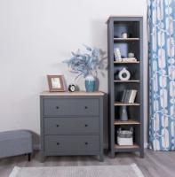 Стеллаж САГА цвет Серый / Ясень, 50х42х215 см, ширина 50 см с полками, на ножках, напольный для спальни или прихожей