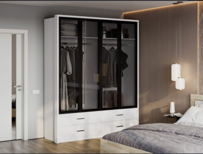 Спальня ЮМИ ШКАФ стекло Белый - Milk