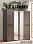 Шкаф 4-створчатый с зеркалом Кэт 4 Кайман тёмный и Венге ширина 193 см, для одежды, с полками, со штангой, в спальню, в гостиную, гардероб