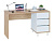 Письменный стол СПМ-210, цвет Дуб Сонома / Белый, ширина 135 см для детской спальни учебный, для ноутбука с тумбой и ящиками офисный