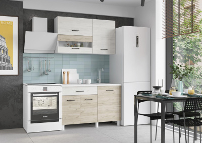 Кухня Trend 1200, цвет Белый/Крафт белый-Крафт серый