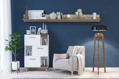 Гостиная Вега Скандинавия (комплект 3), цвет Белый, Дуб Каньон