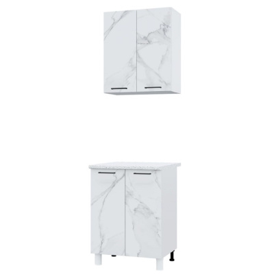 Кухня Trend 600, цвет Белый/Мрамор арктик МДФ