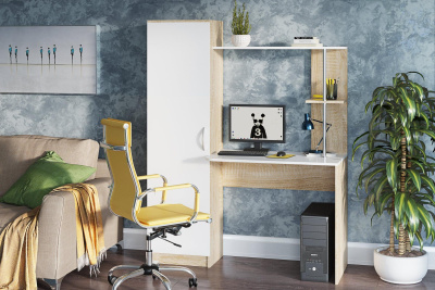 Компьютерный стол Стенли Дуб Сонома/Белый