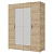Шкаф 4ств. 1600 Бостон с зеркалом 400, цвет Крафт золотой (4ящика+полки+штанга)