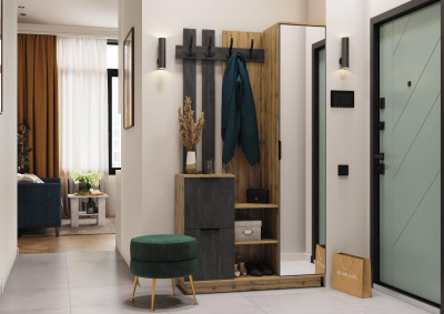 Прихожая Амата Дуб Вотан/Обсидиан