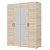 Шкаф 4ств 1800 Бостон с зеркалом 400, цвет Сонома (2 ящика+штанга)