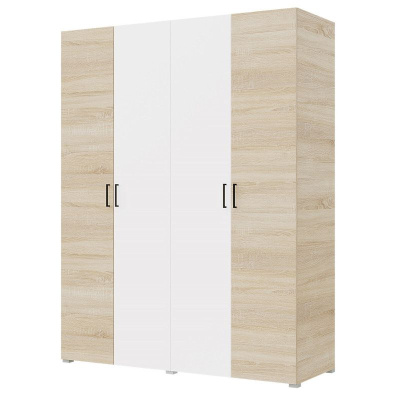 Шкаф 4ств 1800 Бостон, цвет Сонома/Белый (штанга+полки)