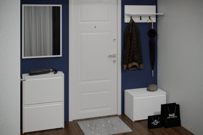 Обувница Искра 2 (фасад с ручкой-профилем) Белый