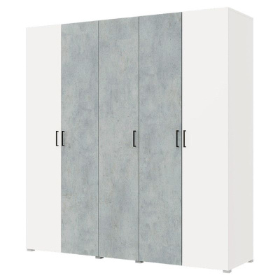 Шкаф 5ств 2250 Бостон, цвет Белый/Бетон (полки+штанга)