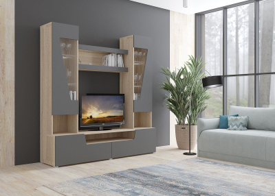 Гостиная Анталия 2, цвет Сонома/Графит софт