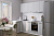 Кухонный гарнитур прямой Шелли прайм 110х200см цвет Белый/Шиншила серая ширина 110х200 см ЛДСП с тумбой под мойку со столешницей с полками с выдвижными ящиками