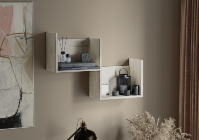 Полка навесная 03 Дуб Крафт Белый