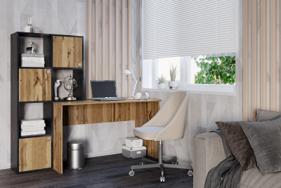 Стол компьютерный СК Юджин Дуб вотан/Обсидиан