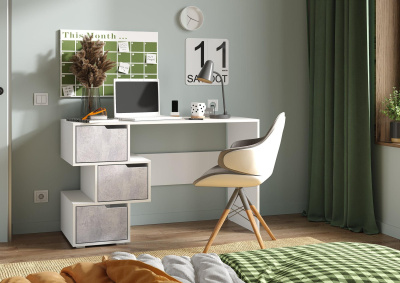 Стол компьютерный СК 11 Белый/Цемент светлый