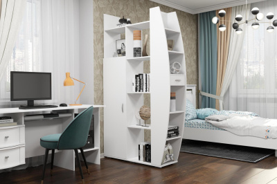 Зонирующий стеллаж-перегородка Парус белый