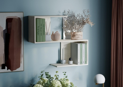 Полка навесная 02 Дуб Крафт Белый