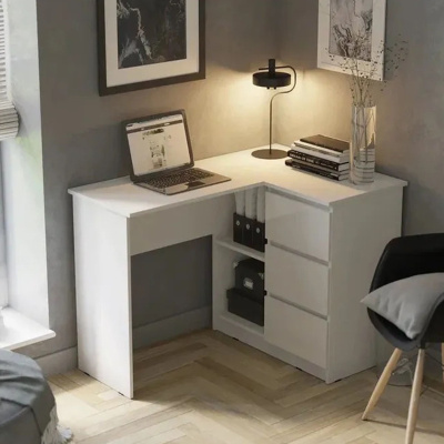 Стол компьютерный угловой Челси Белый, в детскую, в гостиную